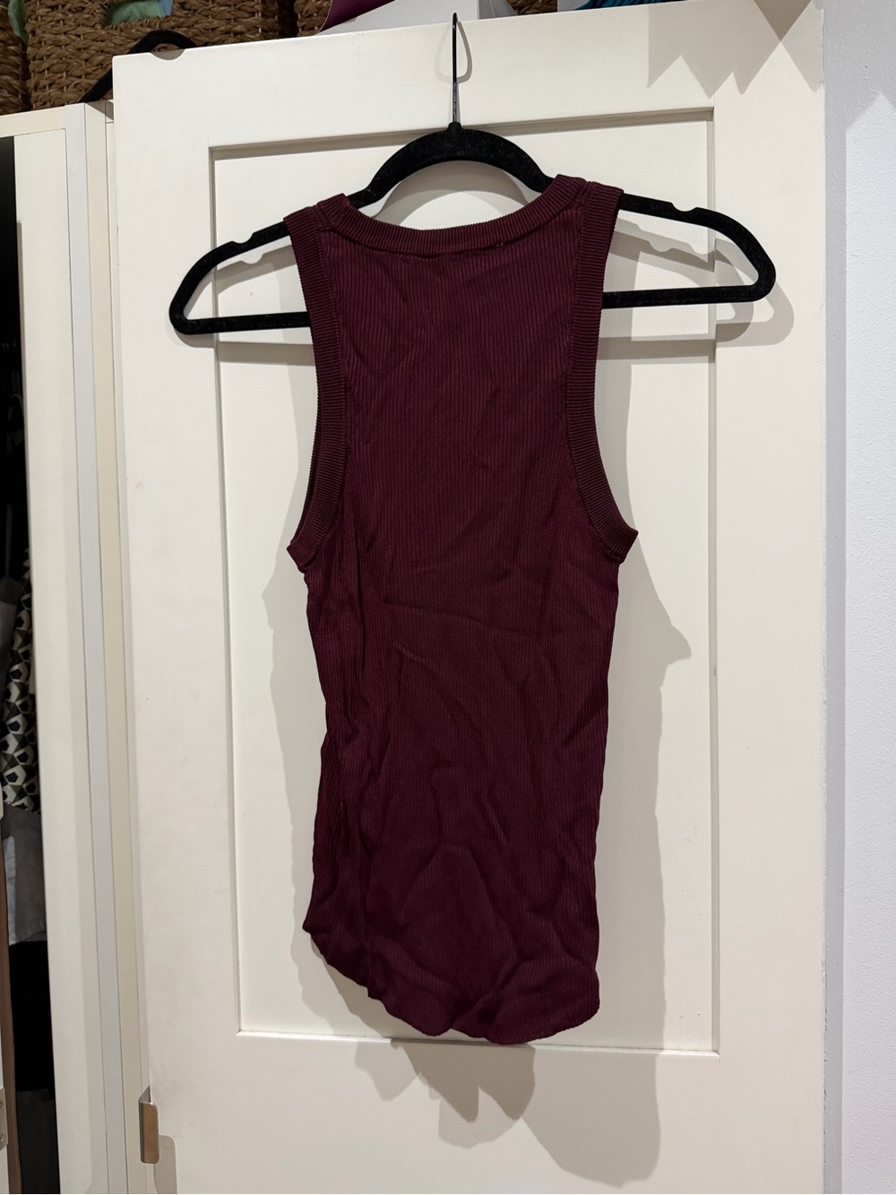 ZARA Ribbed Sleeveless Tank Top - Deep Burgundy - Picture 2 of 3